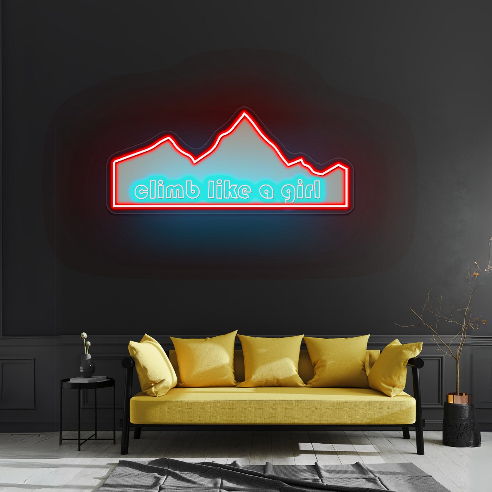 Climb Like A Girl Green Mountain Neon Signs