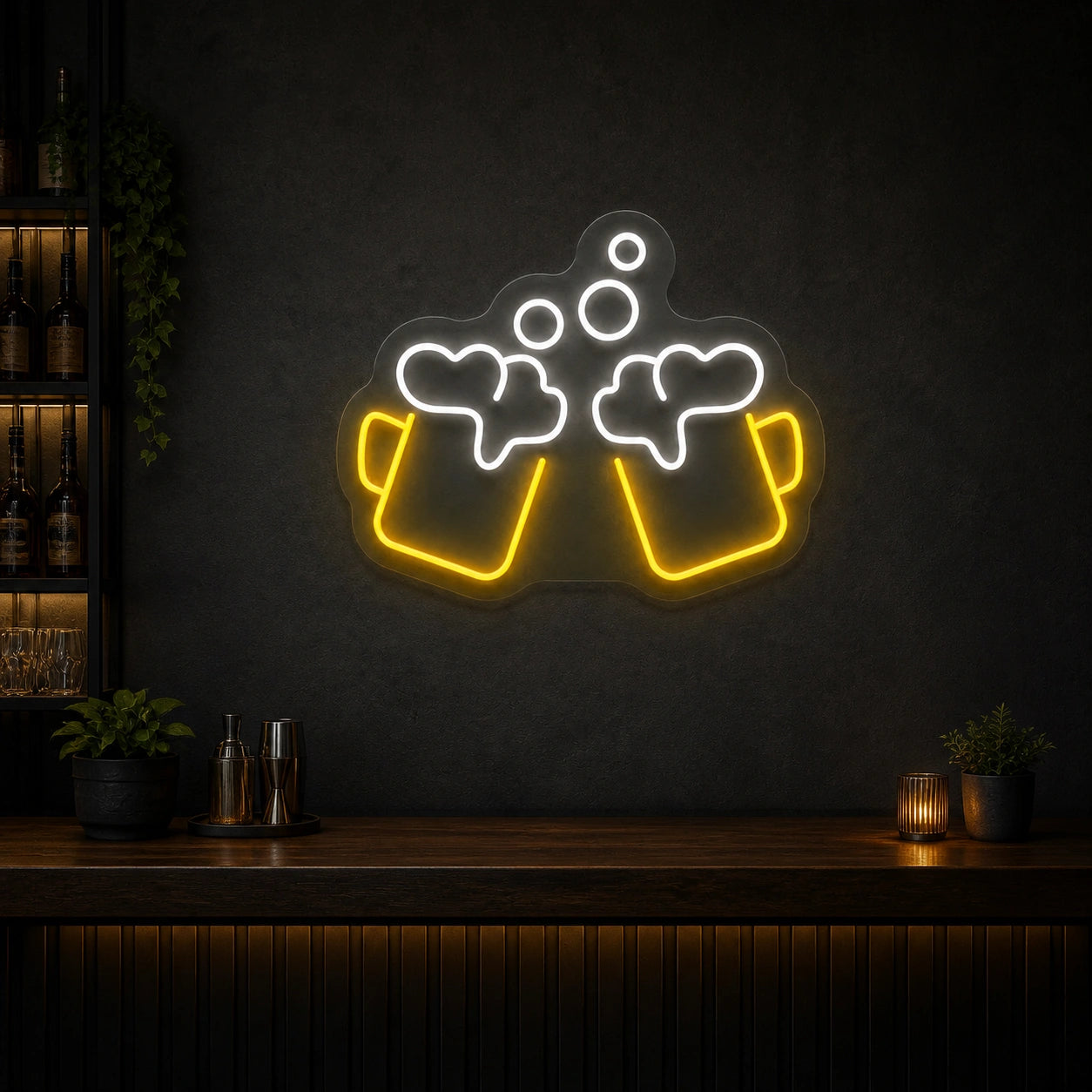 Clinking Beer Mugs Vintage LED Neon Sign size image