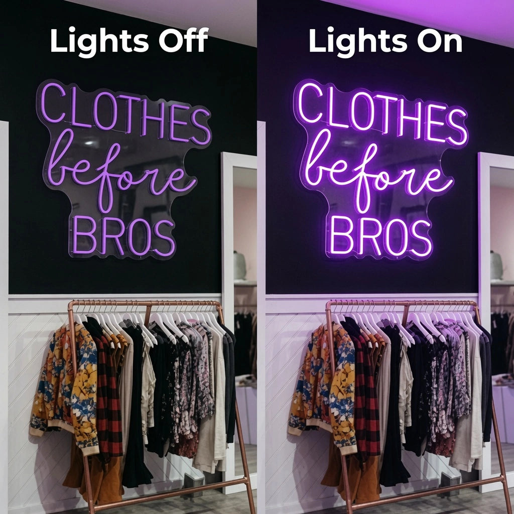 Clothes Before Bros LED Neon Sign Wall Neon Sign - 06 Day Night Comparison