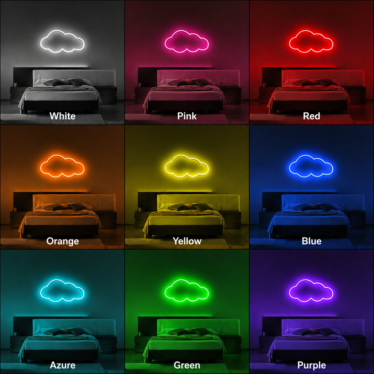 Cloud Bedroom LED Neon Sign color grid