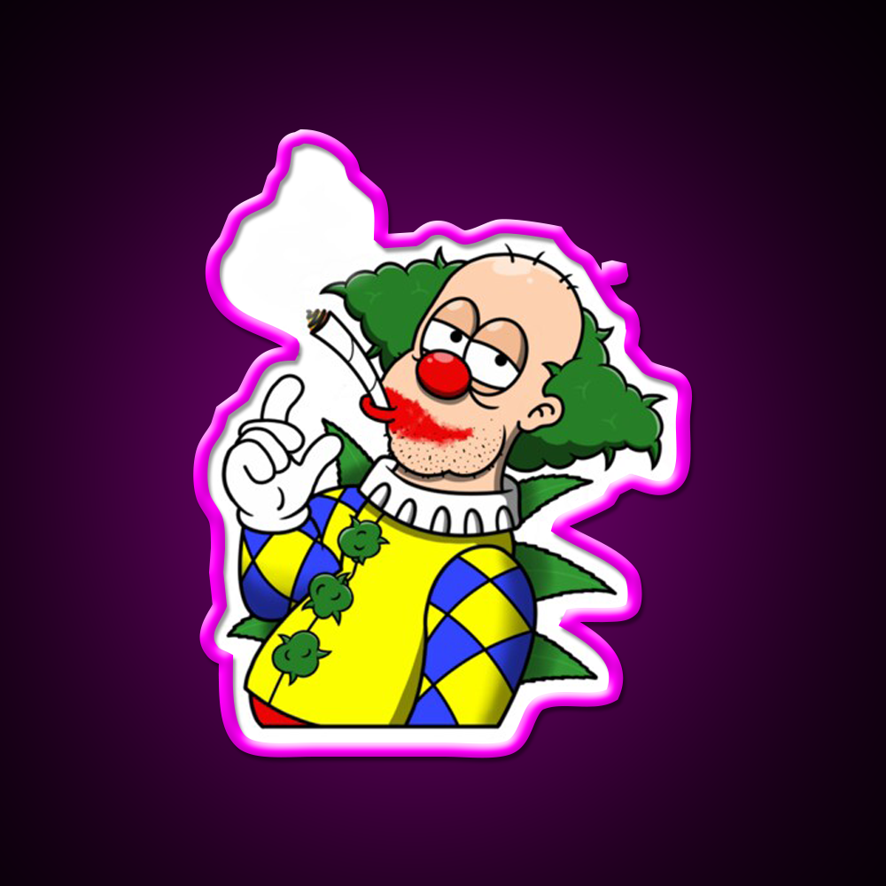 Clown Hemp Inspired Green Leaf Led Neon Sign Rgb Color - Neon sign mounted on wall in room