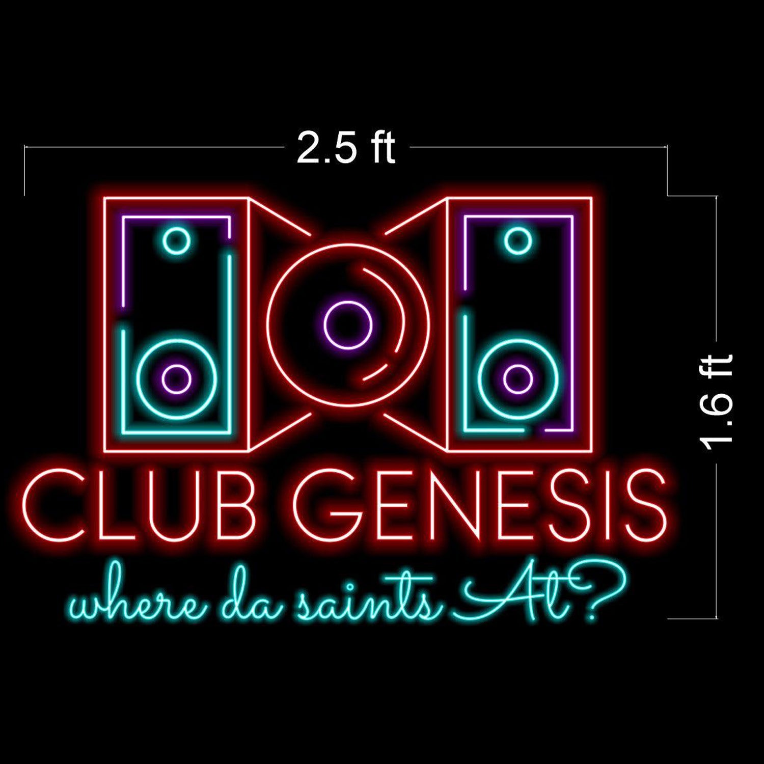Club Genesis Retro Disco Multicolor Led Neon Sign For Nightclub Bar Decor | Shineneon