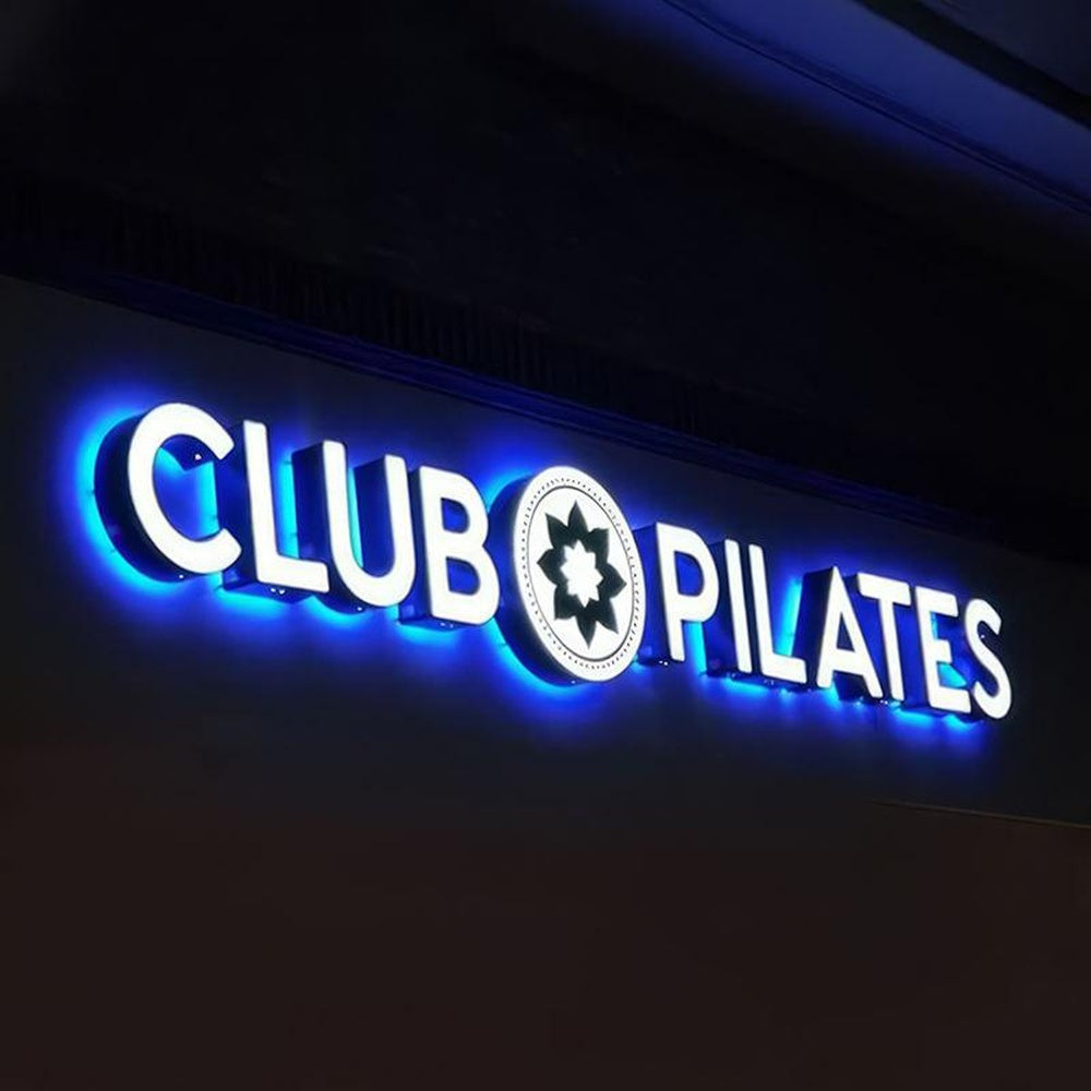 Club Pilates 3D Front And Back Lit Letters Metal Led Sign
