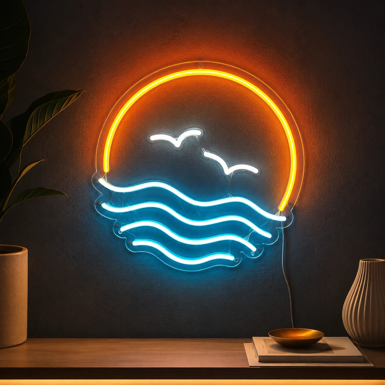 Coastal Birds Sunset Neon Sign LED Neon Sign high-converting product image