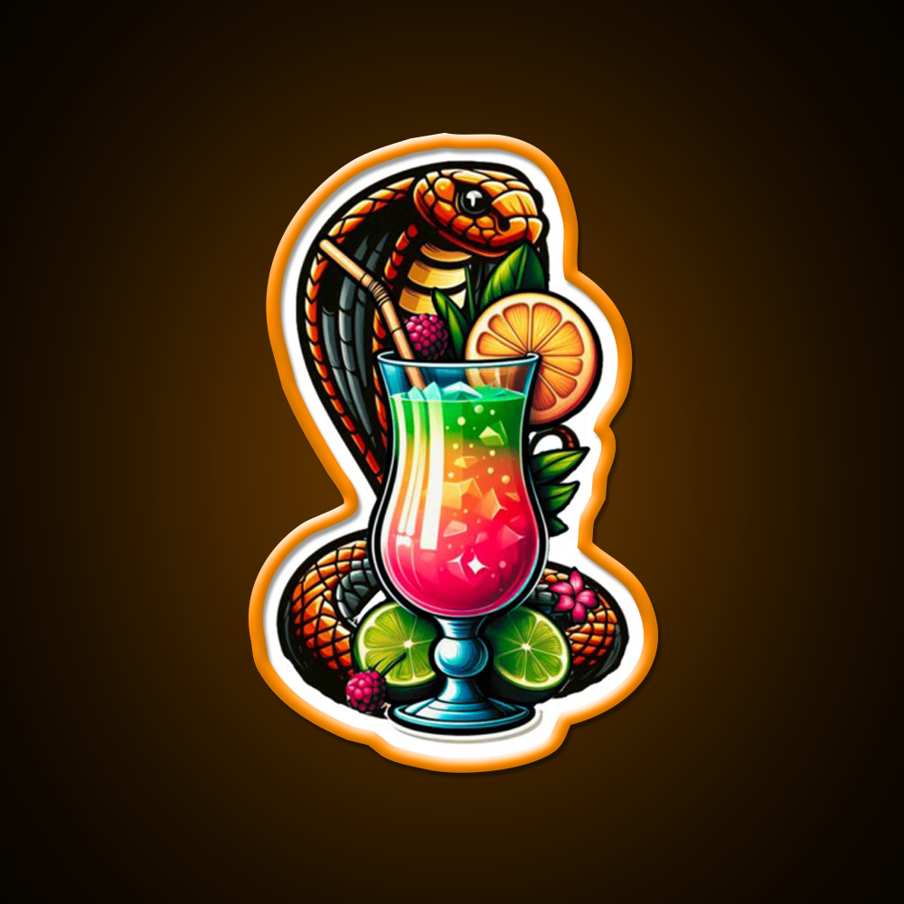Cobra Colada Snake With A Drink Cocktail Bar Decor Led Neon Sign Rgb Color - LED neon sign view 6