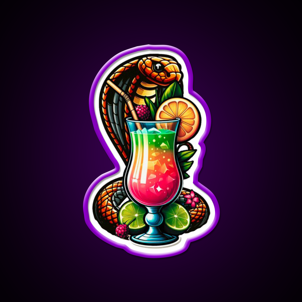 Cobra Colada Snake With A Drink Cocktail Bar Decor Led Neon Sign Rgb Color - LED neon sign view 9
