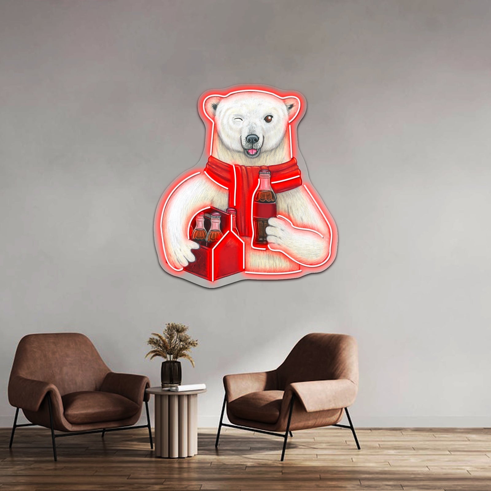 Cocacola Polar Bear Artwork Business Led Sign - Shineneon