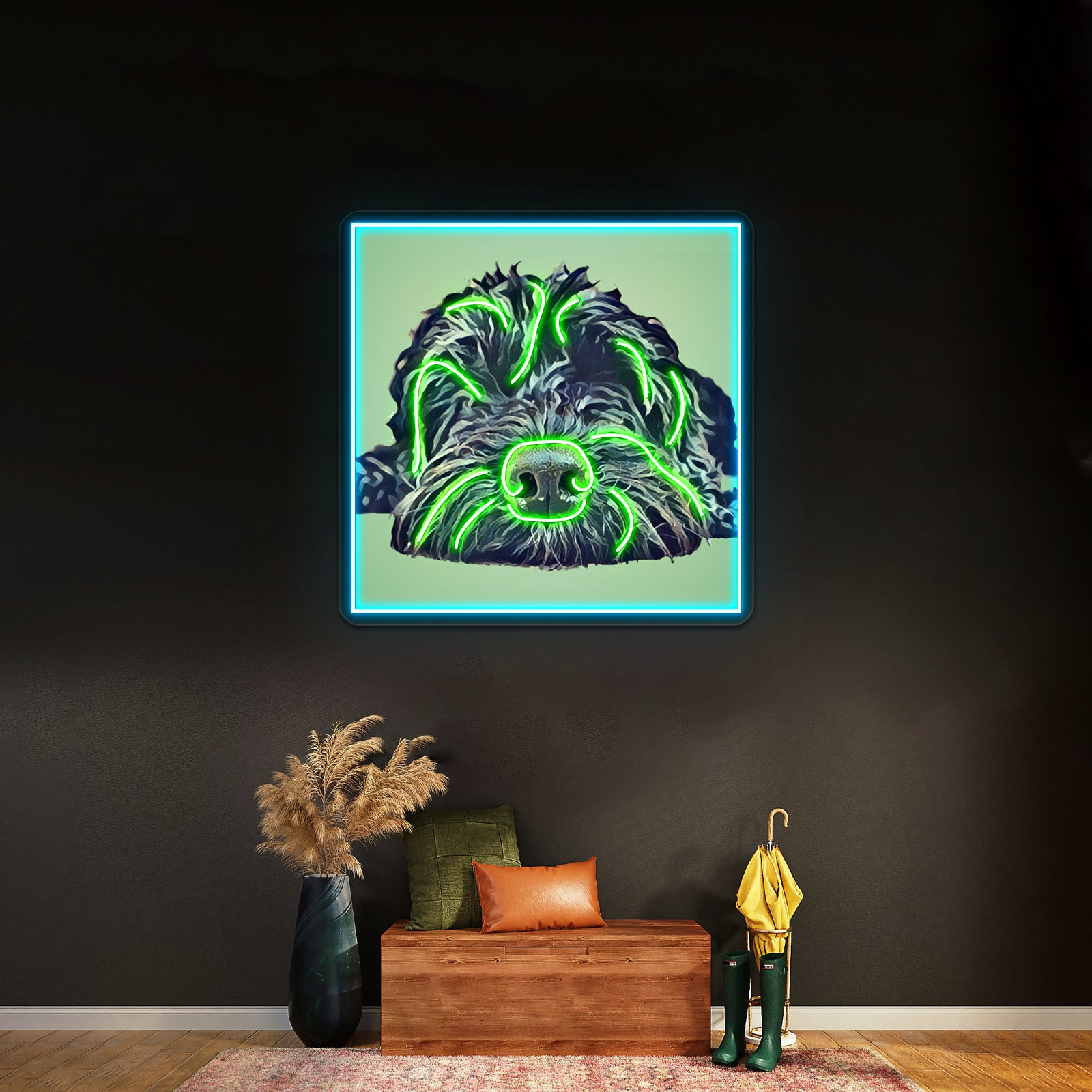 Cockapoo Pop Art Green Artwork Business Led Sign