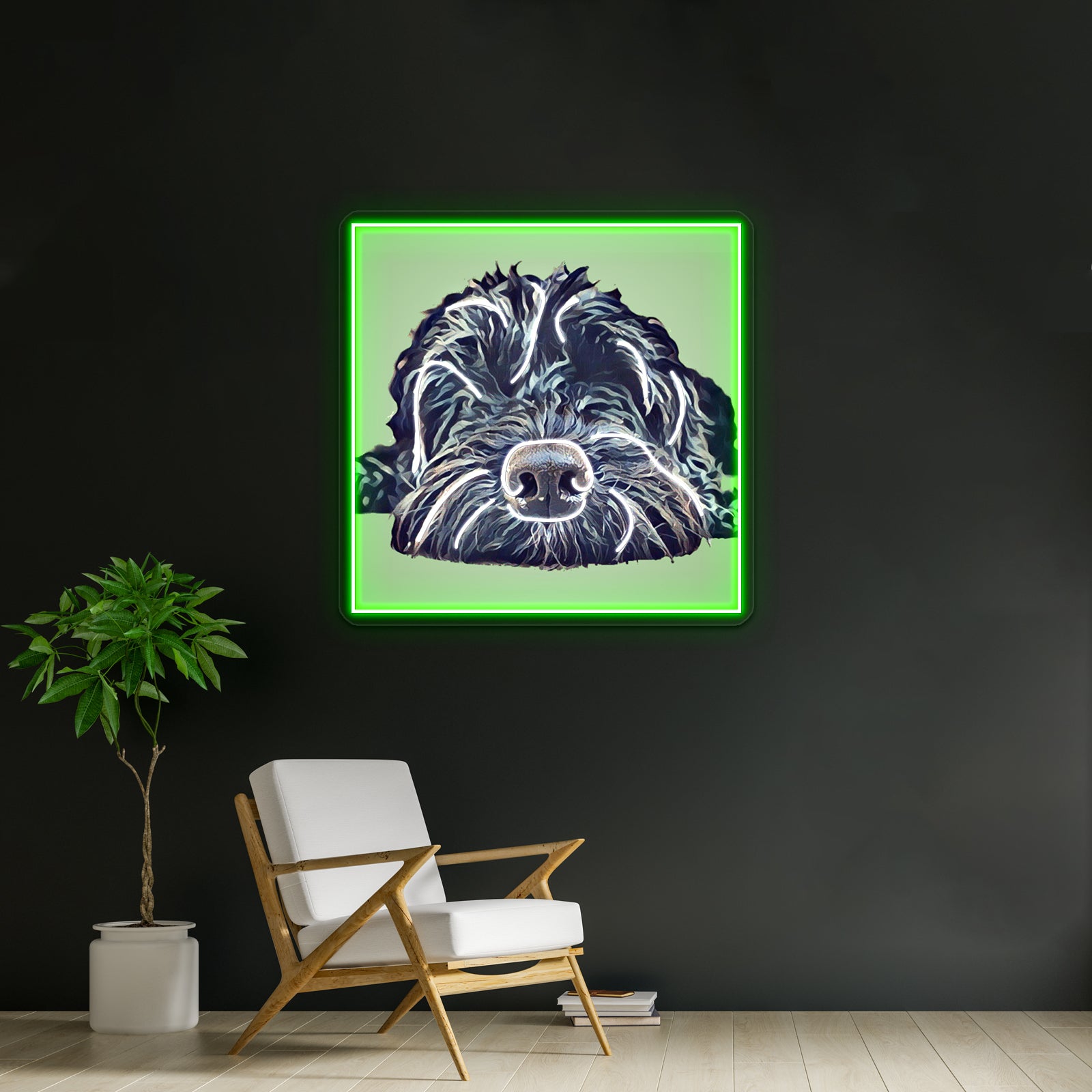 Cockapoo Pop Art Green Artwork Business Led Sign