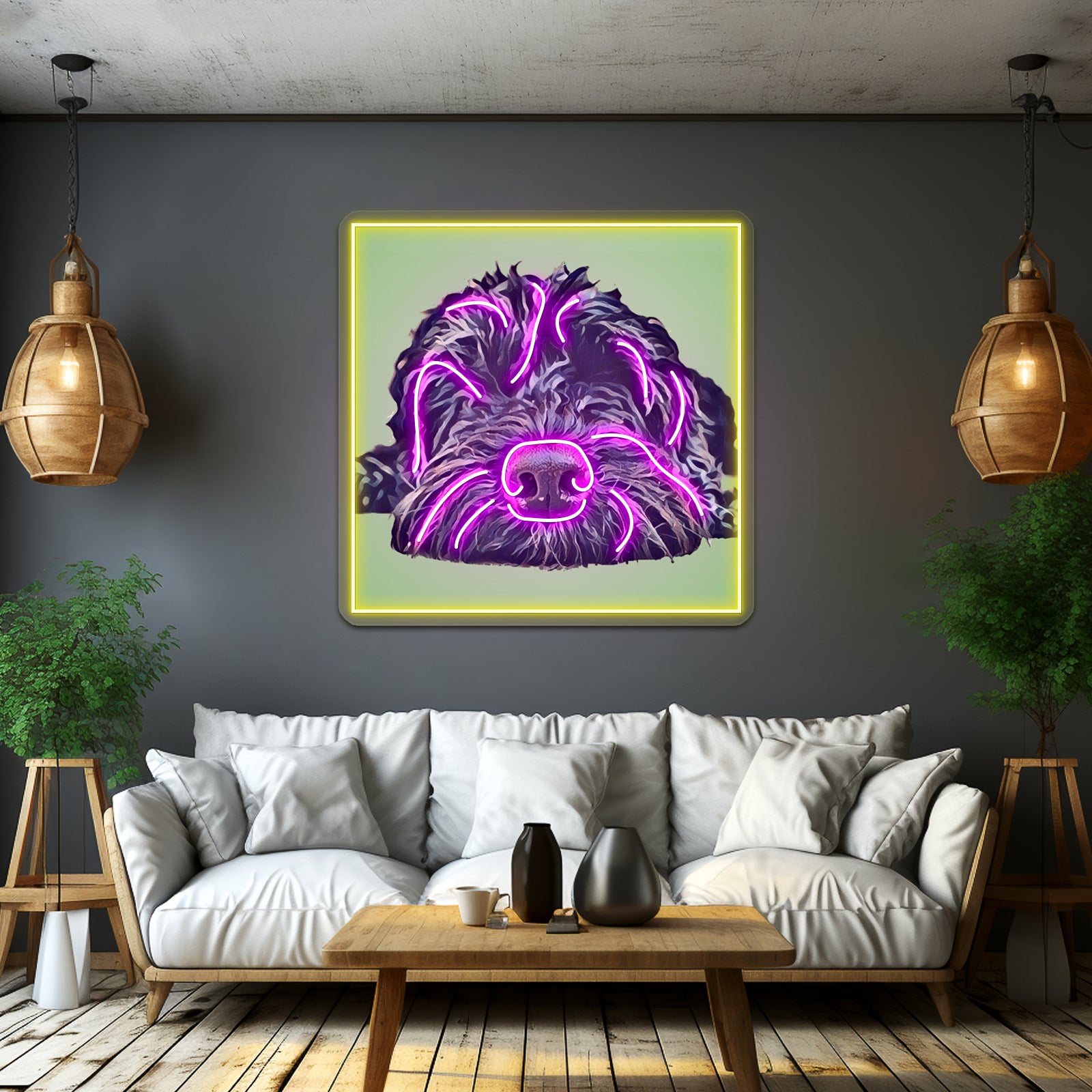 Cockapoo Pop Art Green Artwork Business Led Sign