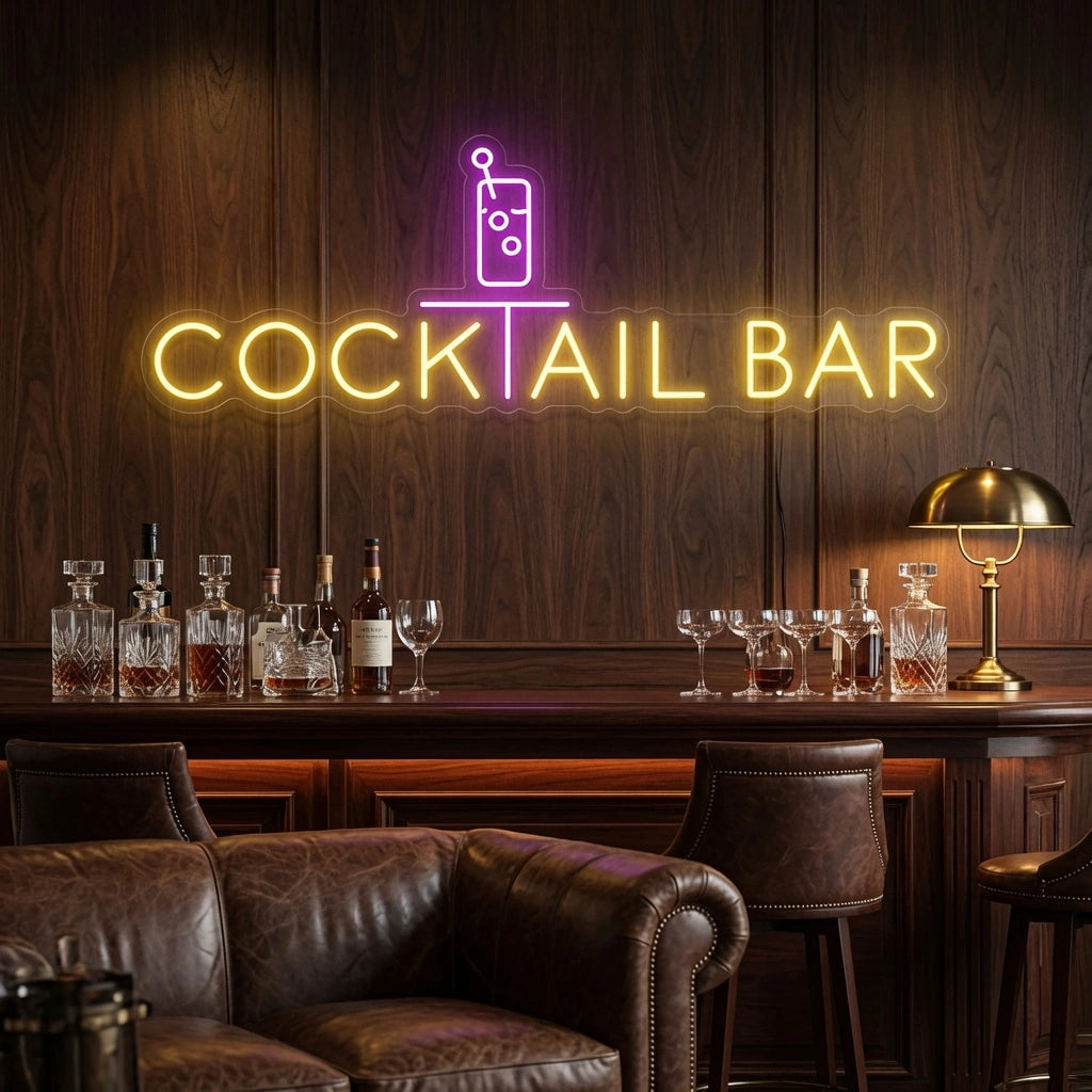 Cocktail Bar Business LED Neon Sign Wall Decor - 03 Real Lifestyle Scene