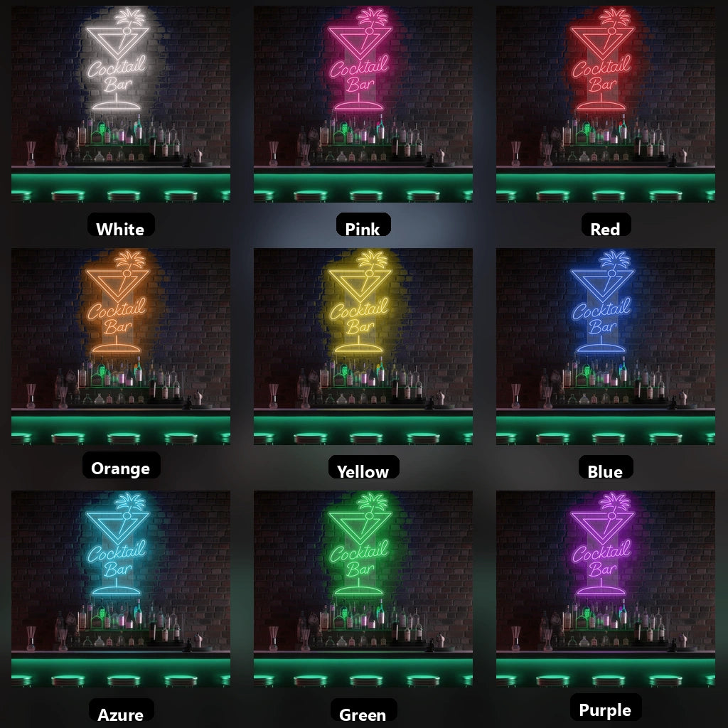 Cocktail Bar LED Neon Sign Home Decor - 05 Color Grid