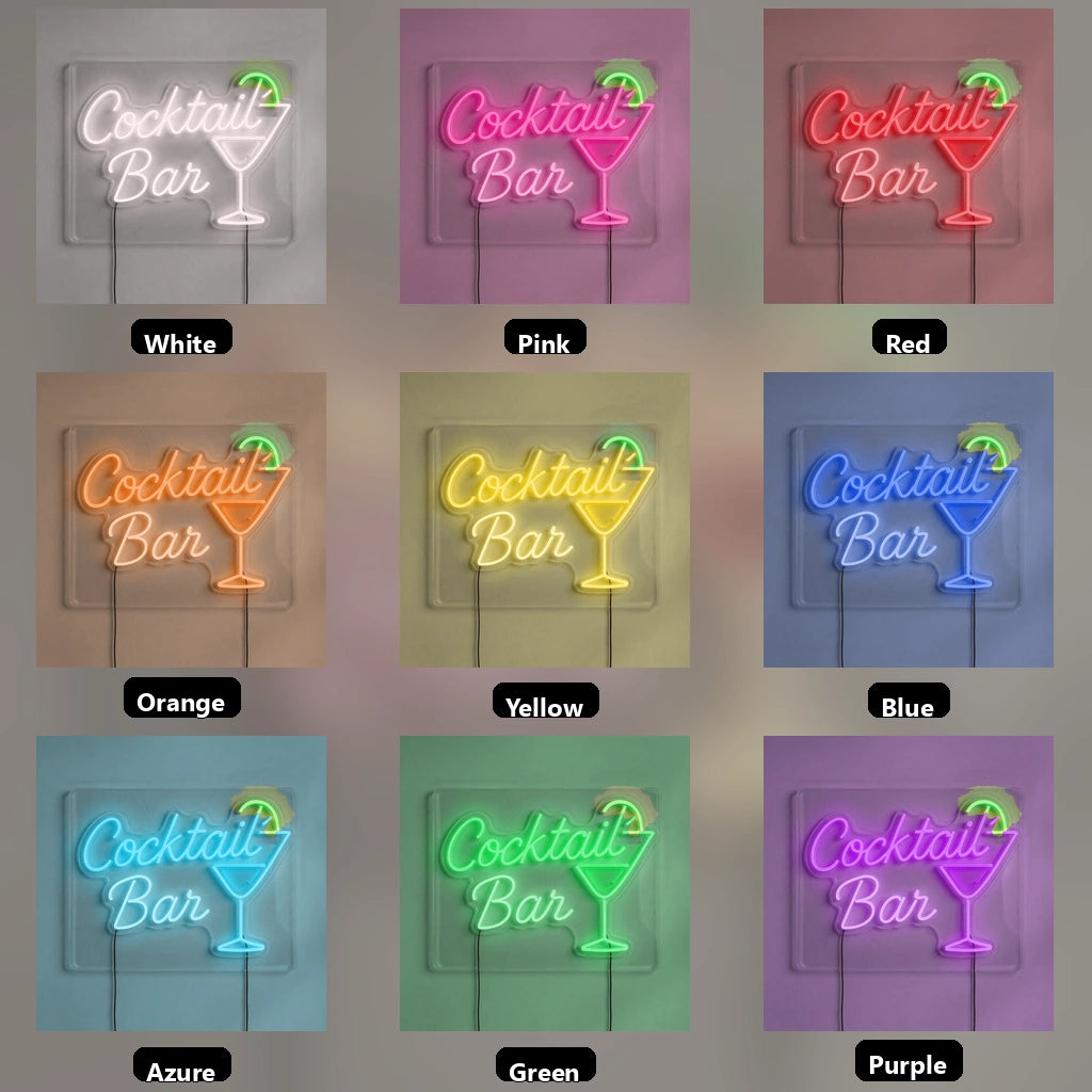 Cocktail Bar LED Neon Sign Living Room Decor - 05 Color Grid