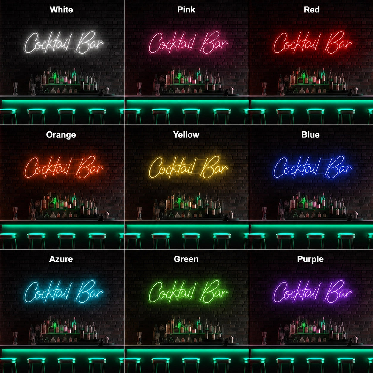 Cocktail Bar Wall LED Neon Sign - 05 Color Grid