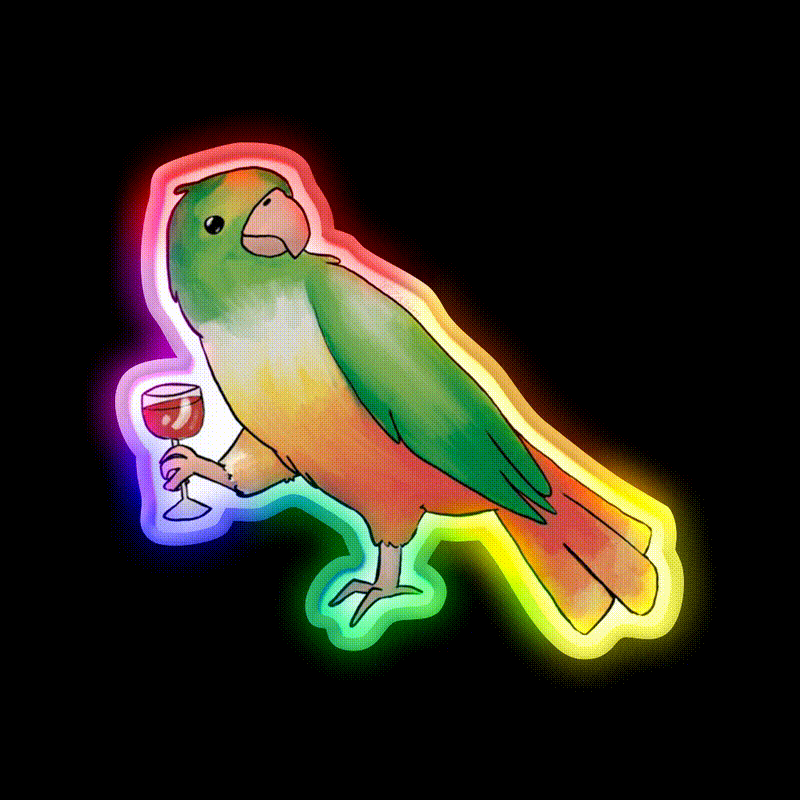 Cocktail Bird Cocktail Bar Decor Led Neon Sign Rgb Color - LED neon sign close-up detail