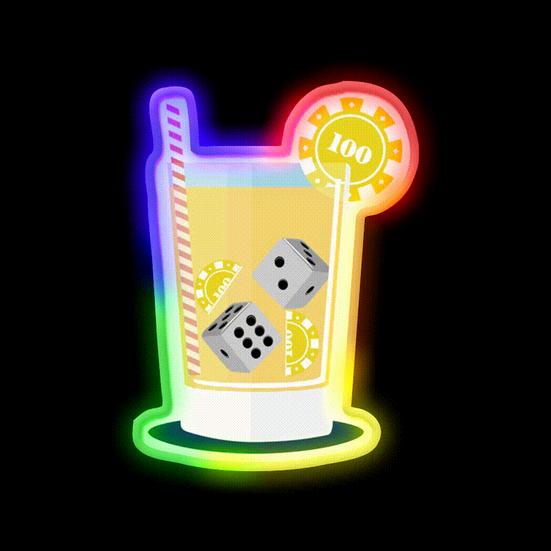 Cocktail Dice Cocktail Bar Decor Led Neon Sign Rgb Color - LED neon sign close-up detail