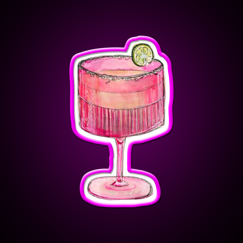 Cocktail Glass Cocktail Bar Decor Led Neon Sign Rgb Color - Neon sign mounted on wall in room