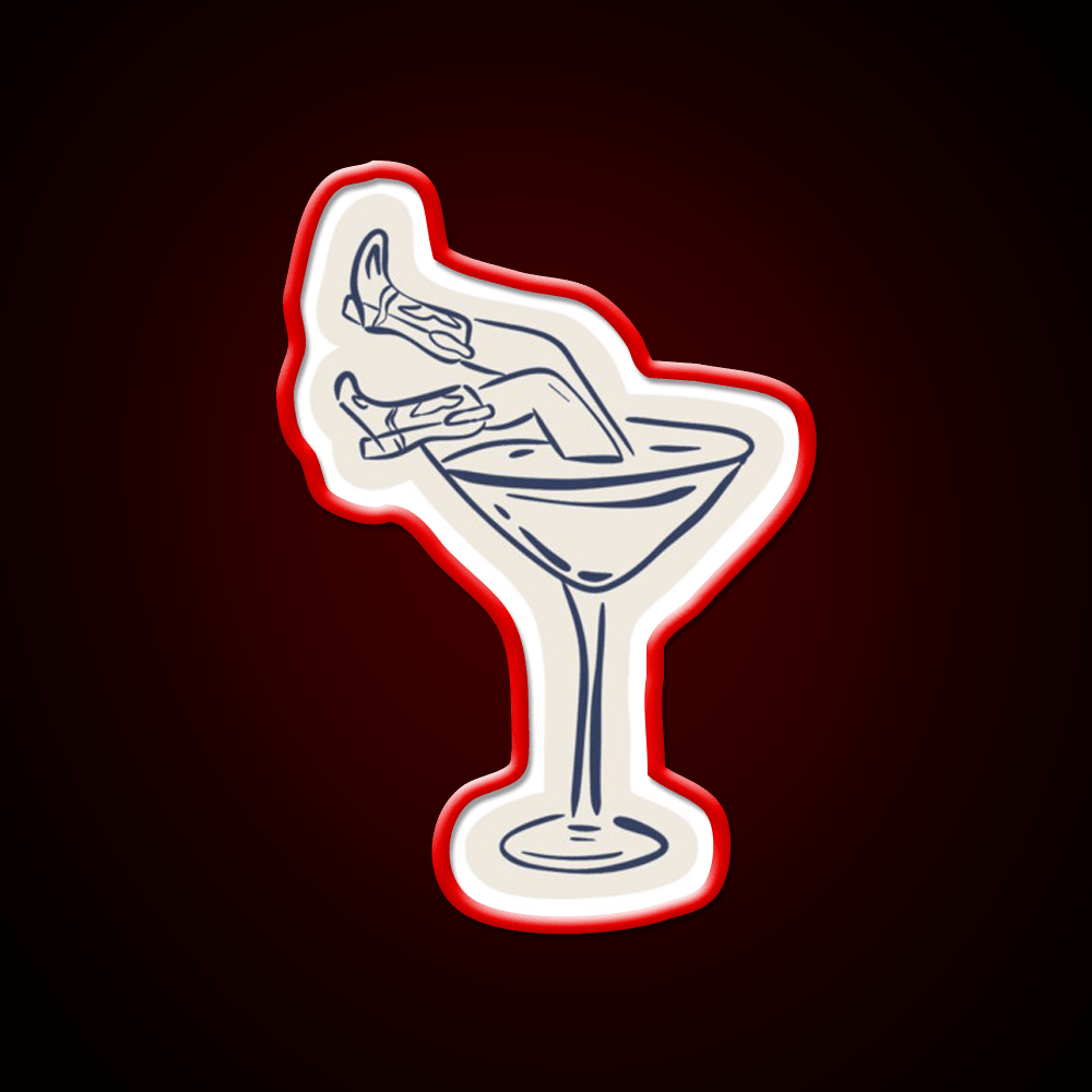 Cocktail Glass Costal Cowgirl Set Cocktail Bar Decor Led Neon Sign Rgb Color - Shineneon