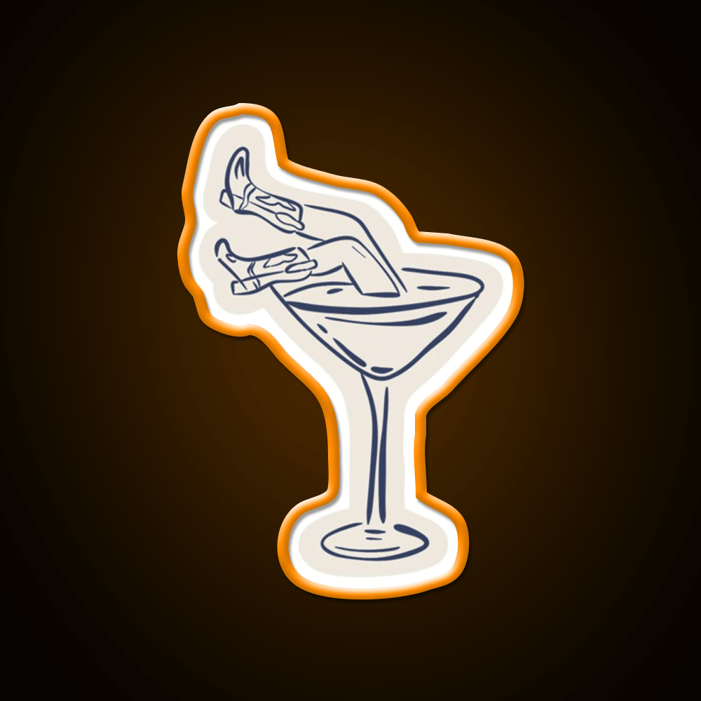 Cocktail Glass Costal Cowgirl Set Cocktail Bar Decor Led Neon Sign Rgb Color - Shineneon