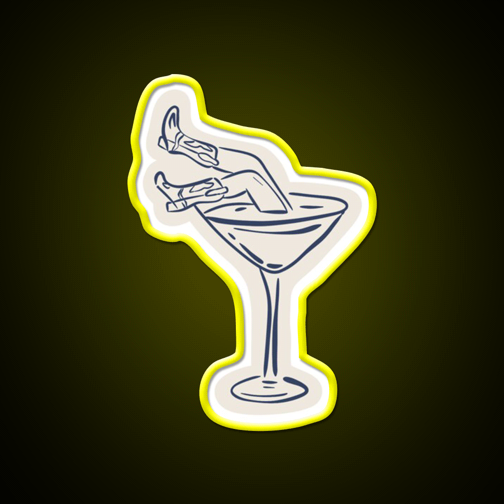 Cocktail Glass Costal Cowgirl Set Cocktail Bar Decor Led Neon Sign Rgb Color - Custom LED neon sign front view