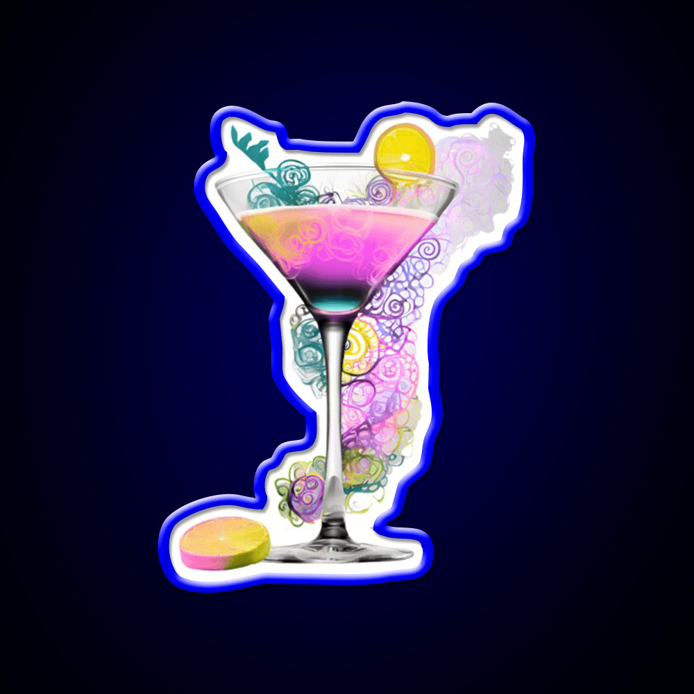 Cocktail Glass Swirl Vibrant Art Cocktail Bar Decor Led Neon Sign Rgb Color - Shineneon