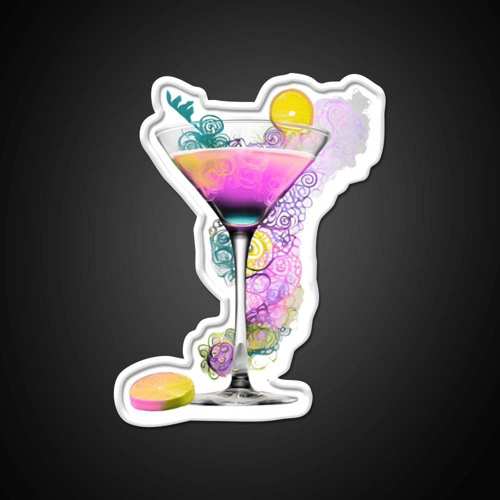Cocktail Glass Swirl Vibrant Art Cocktail Bar Decor Led Neon Sign Rgb Color - Shineneon