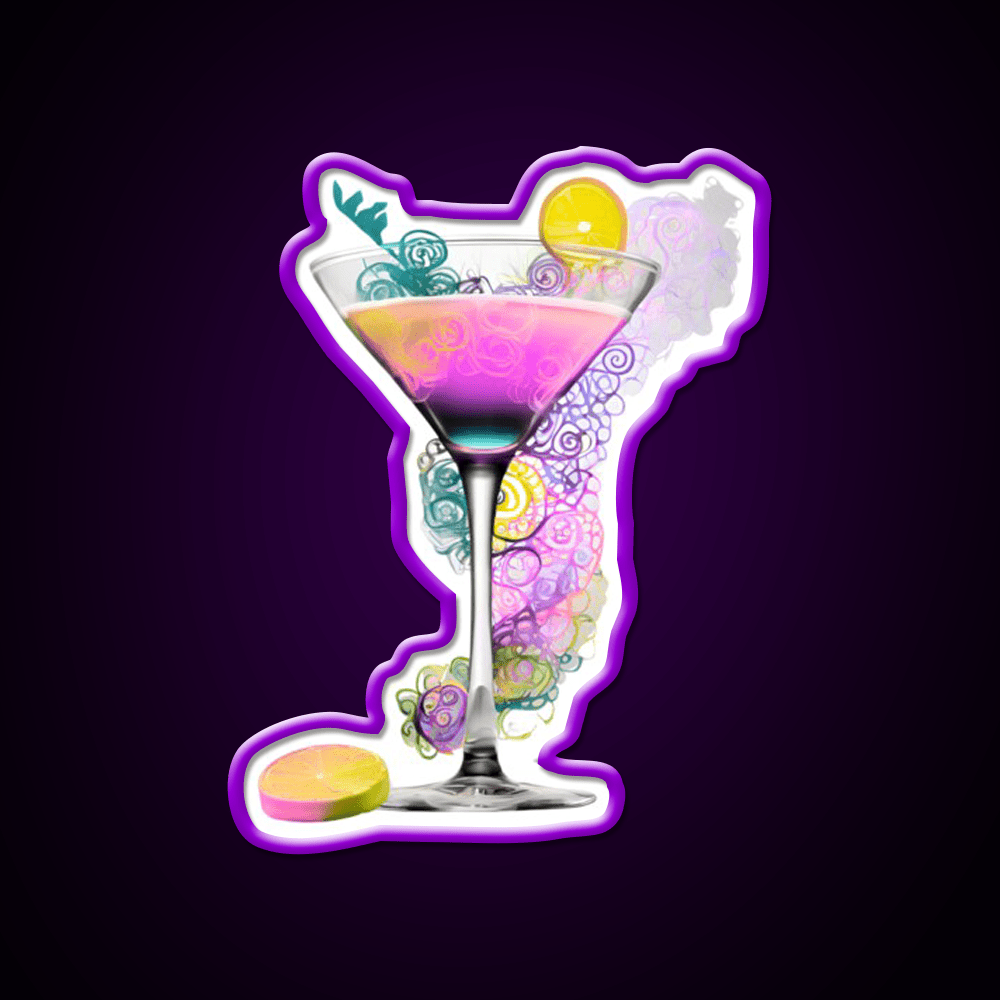 Cocktail Glass Swirl Vibrant Art Cocktail Bar Decor Led Neon Sign Rgb Color - Shineneon