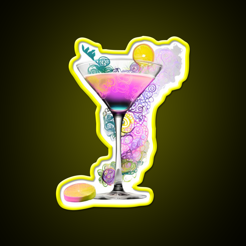 Cocktail Glass Swirl Vibrant Art Cocktail Bar Decor Led Neon Sign Rgb Color - LED neon sign view 7