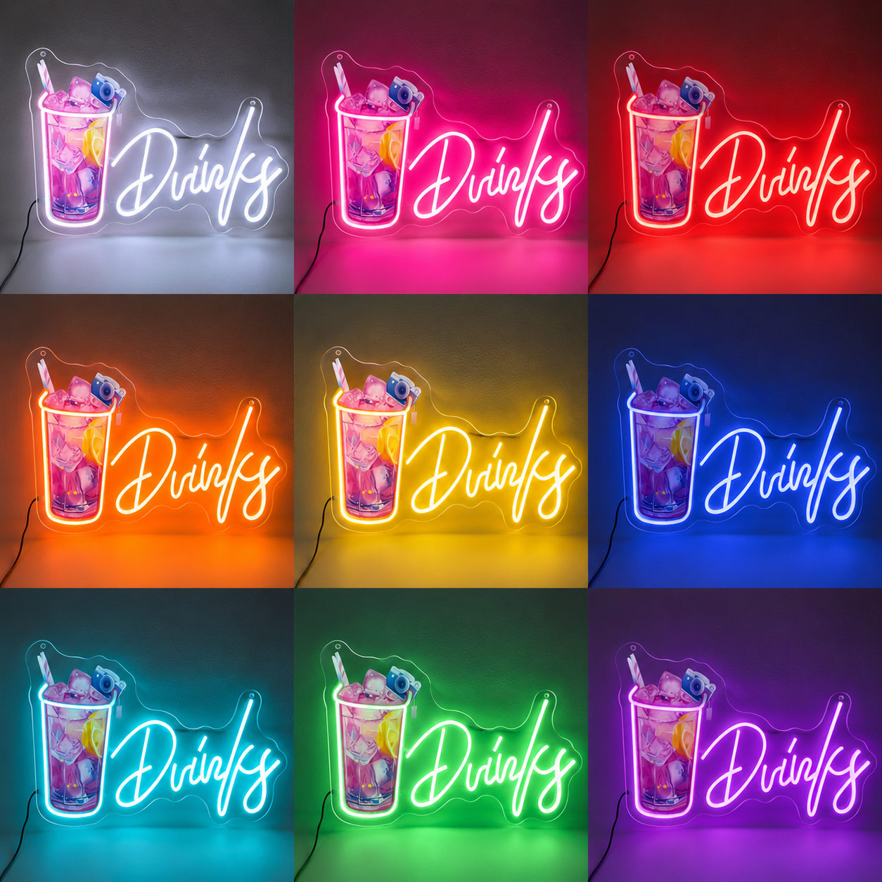 Cocktail LED Bar Sign LED Neon Sign color grid