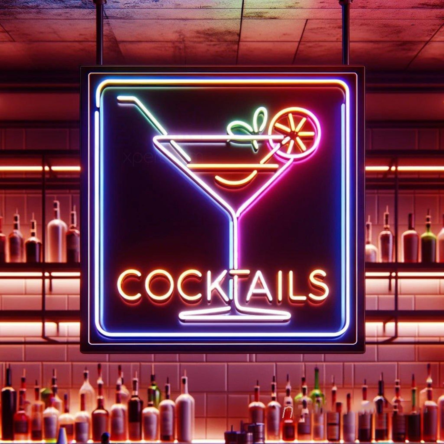 Cocktail Led Neon Sign With Purple Blue Yellow Accents Bar Restaurant Decor | Shineneon