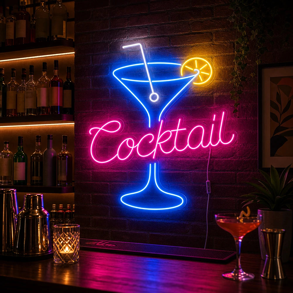 Cocktail Lemon Bar Led Neon Sign real lifestyle scene