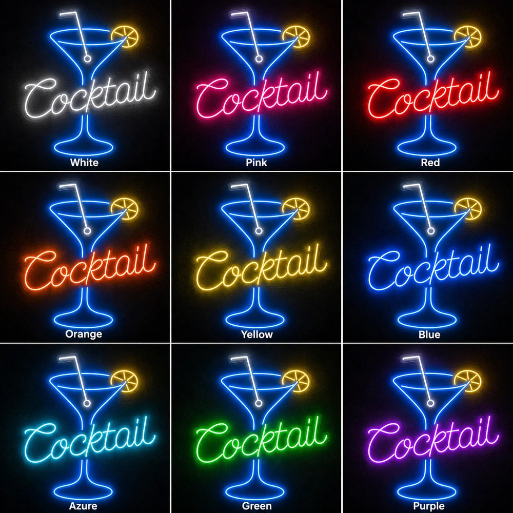 Cocktail Lemon Bar Led Neon Sign color grid