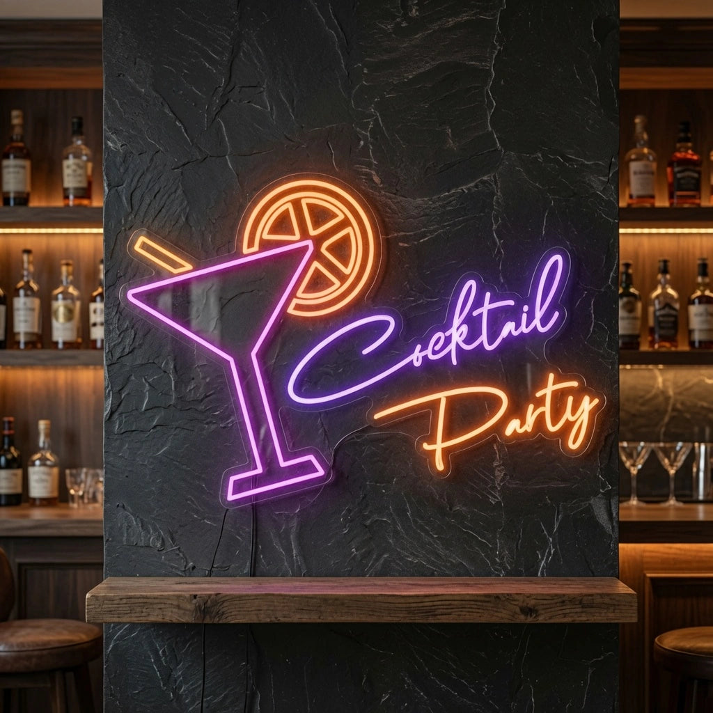 Cocktail Party LED Neon Sign Home Wall Art - 03 Real Lifestyle Scene