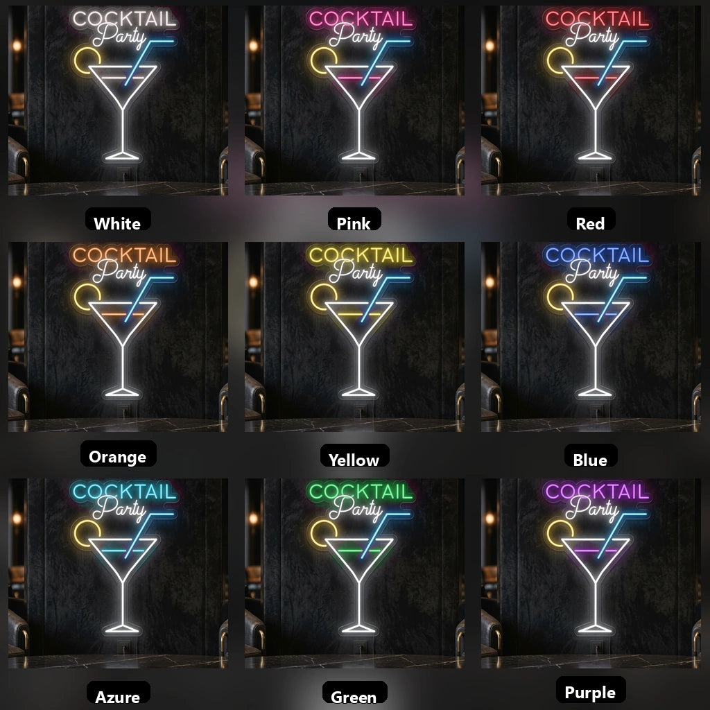 Cocktail Party LED Neon Sign Wall Neon Sign - 05 Color Grid