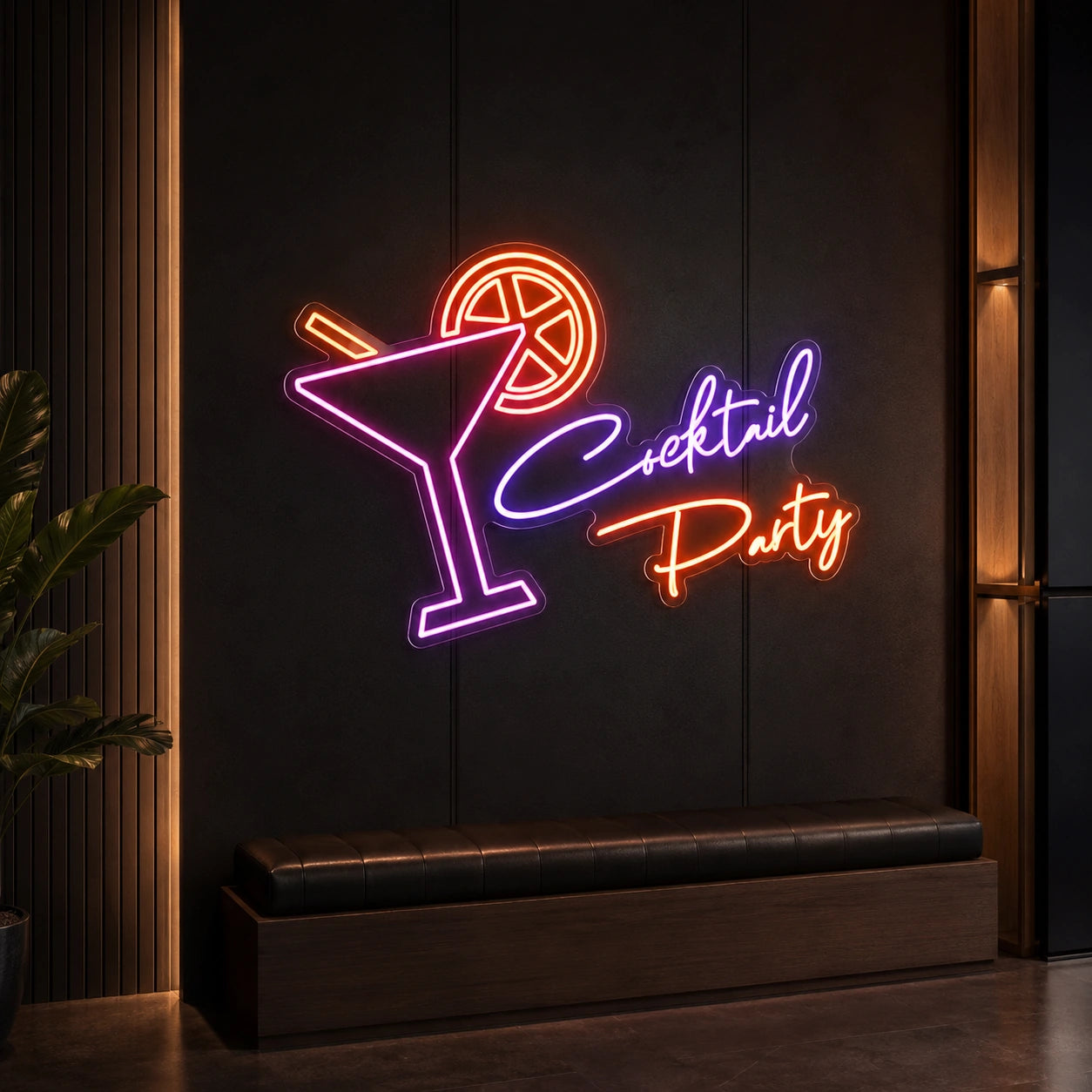 Cocktail Party Martini Glass LED Neon Sign real lifestyle scene
