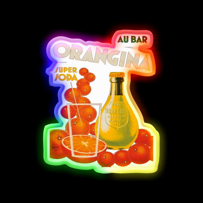 Cocktail Poster Orangina Super Soda Au Bar Man Cave Bar Led Neon Sign Rgb Color