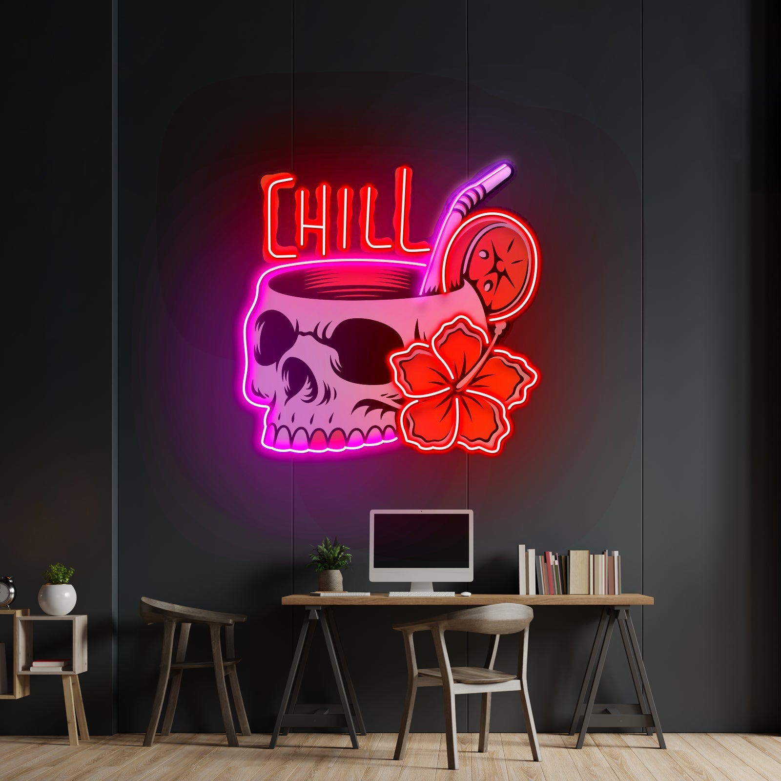 Cocktail Skull Led Neon Sign Light Custom Led Signs - Shineneon