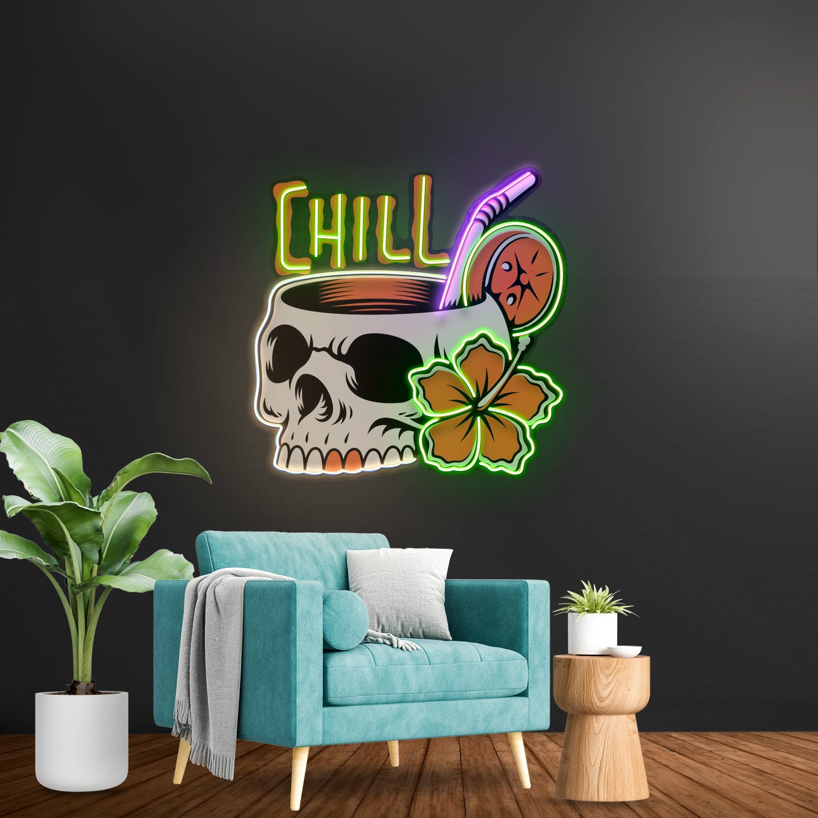 Cocktail Skull Led Neon Sign Light Custom Led Signs - Shineneon