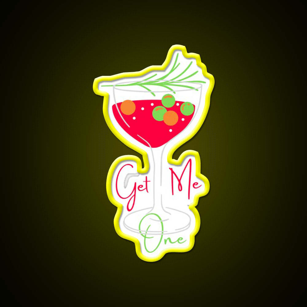 Cocktail Summer Get Me One Cocktail Bar Decor Led Neon Sign Rgb Color - Custom LED neon sign front view