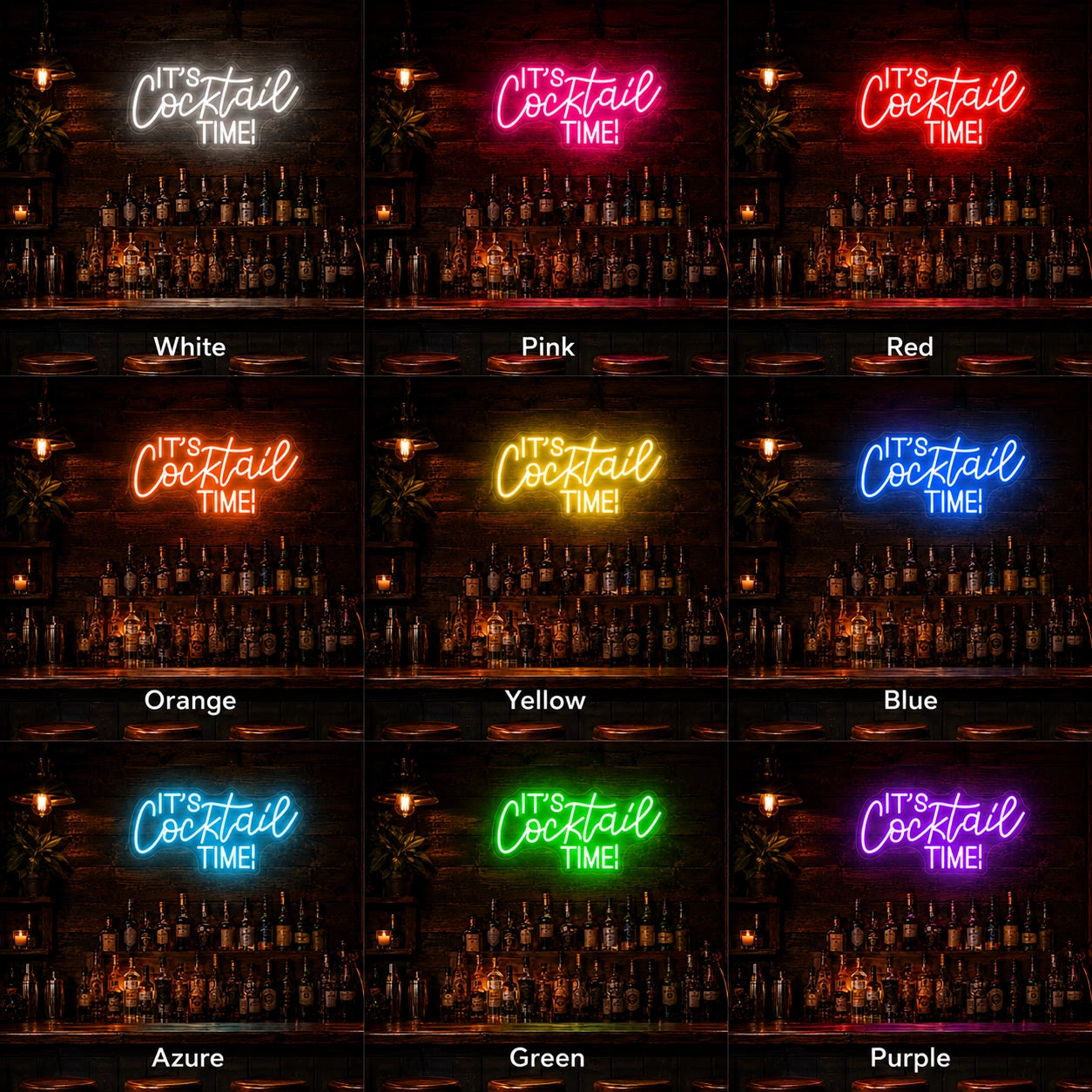 Cocktail Time LED Neon Sign - 05 Color Grid