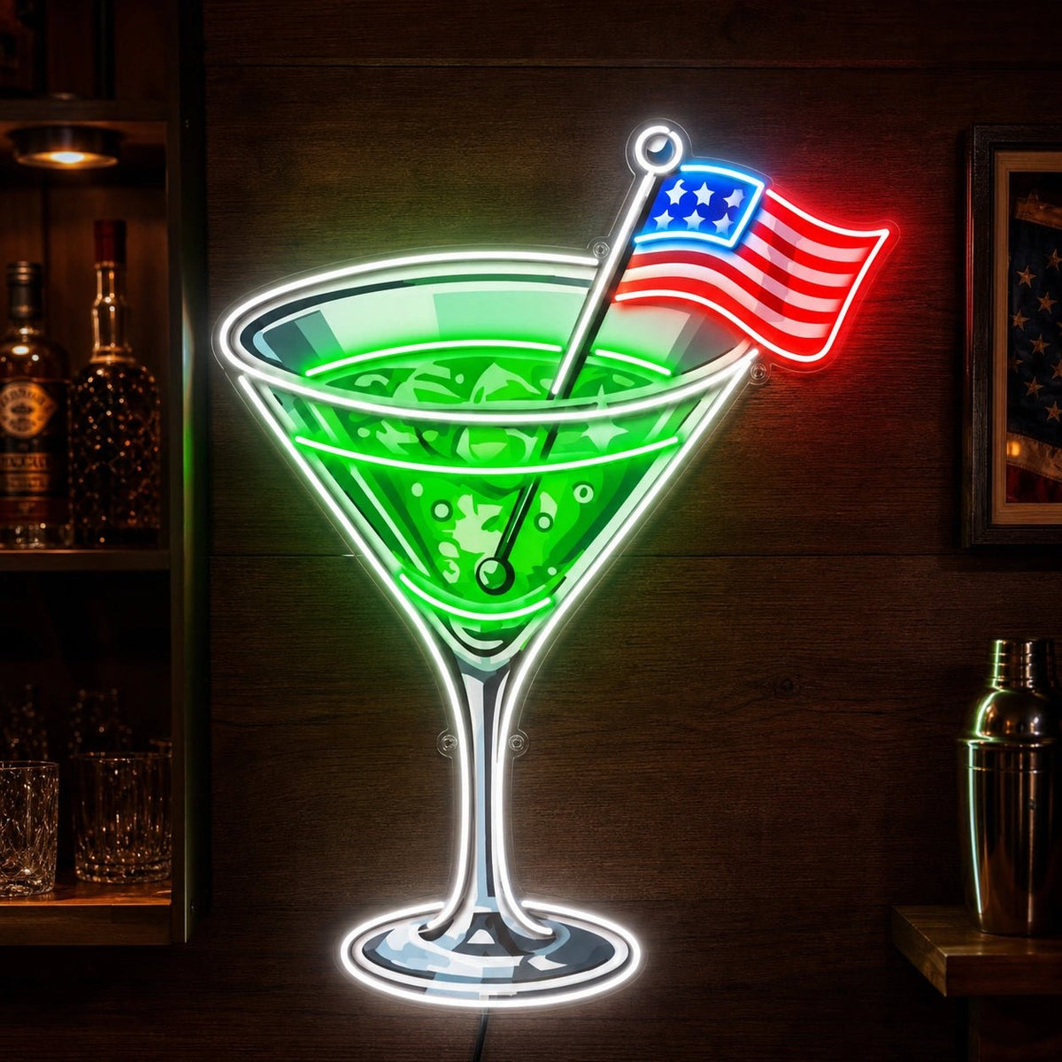 Cocktail US Flag LED Neon Sign - Shineneon