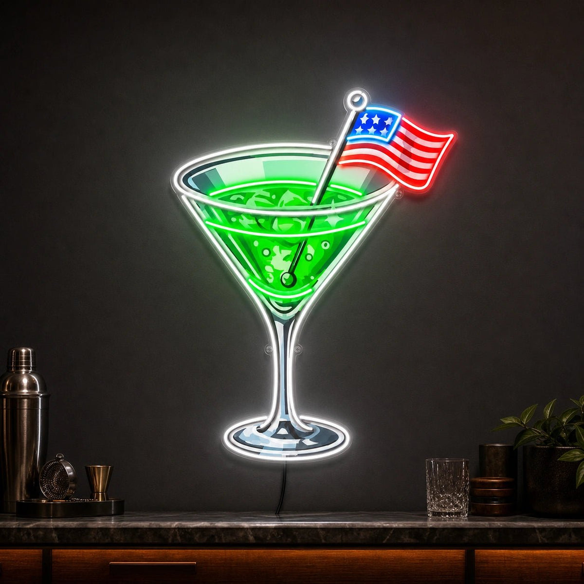 Cocktail US Flag LED Neon Sign - Shineneon