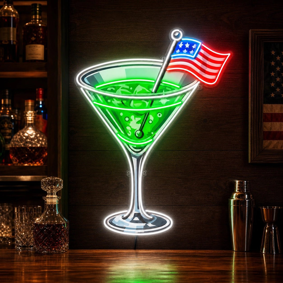 Cocktail US Flag LED Neon Sign - Shineneon