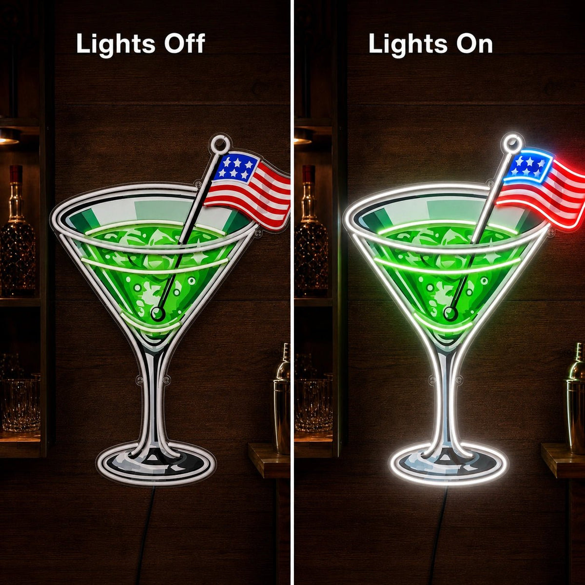 Cocktail US Flag LED Neon Sign - Shineneon