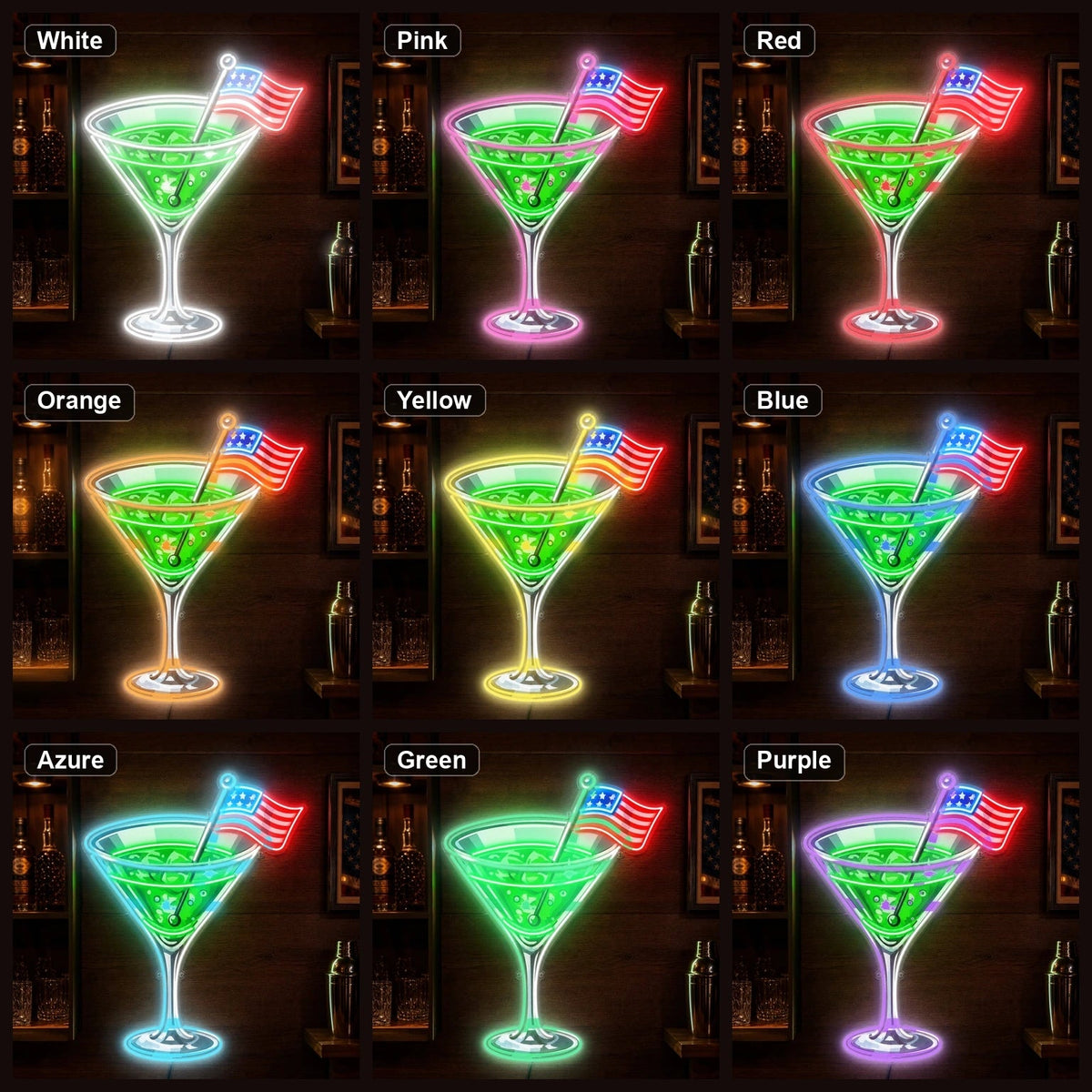 Cocktail US Flag LED Neon Sign - Shineneon