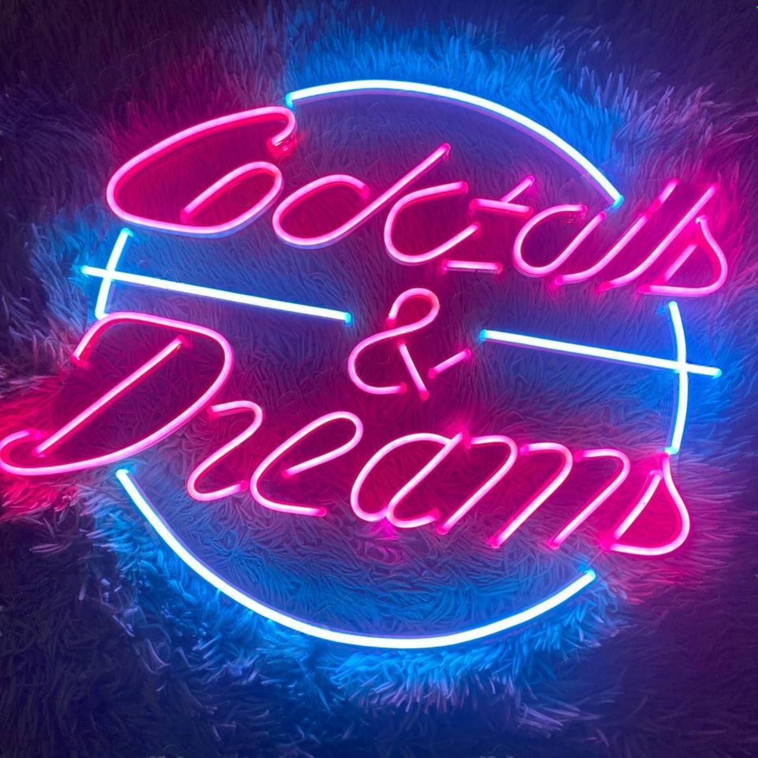 Cocktails And Dream Pink Blue Led Neon Sign Bar Cafe Decor | Shineneon