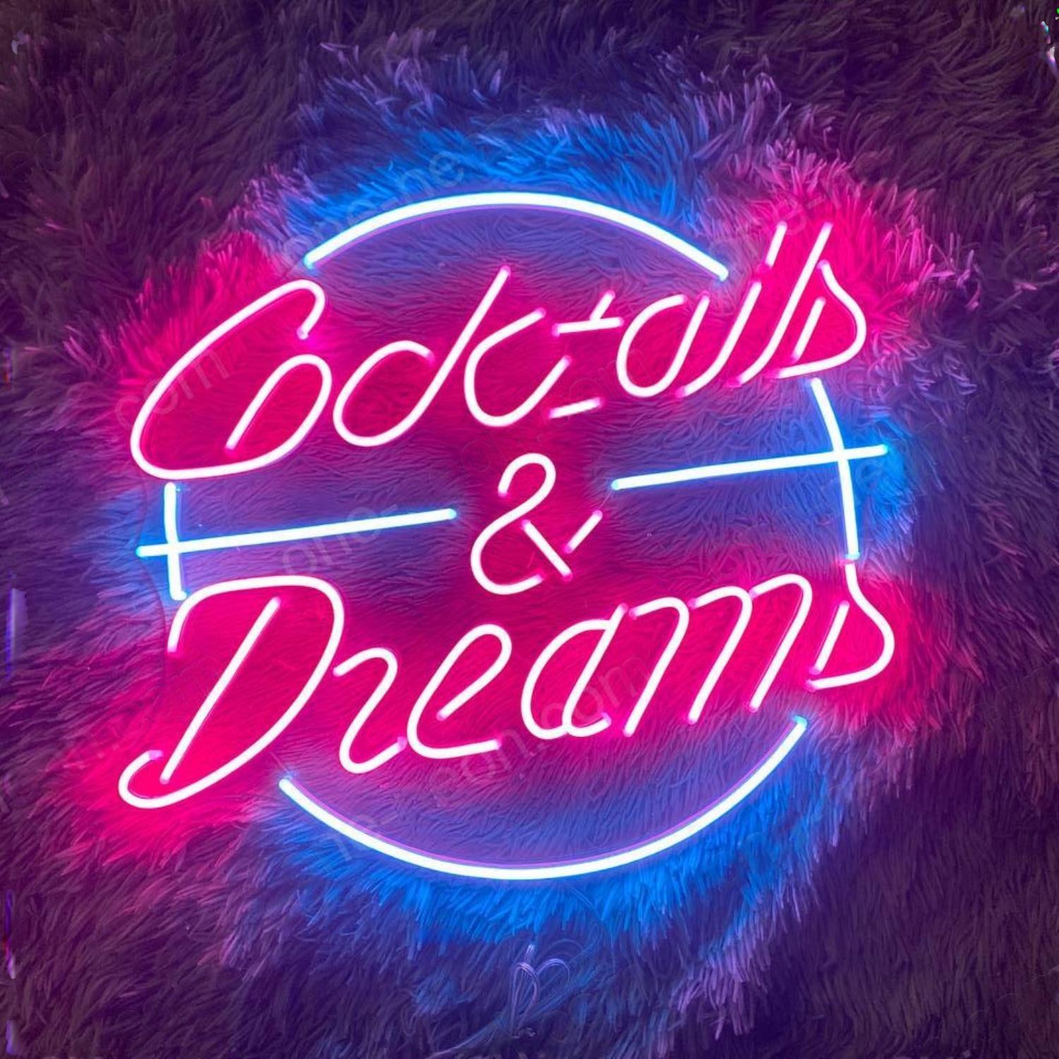 Cocktails And Dream Pink Blue Led Neon Sign Bar Cafe Decor | Shineneon