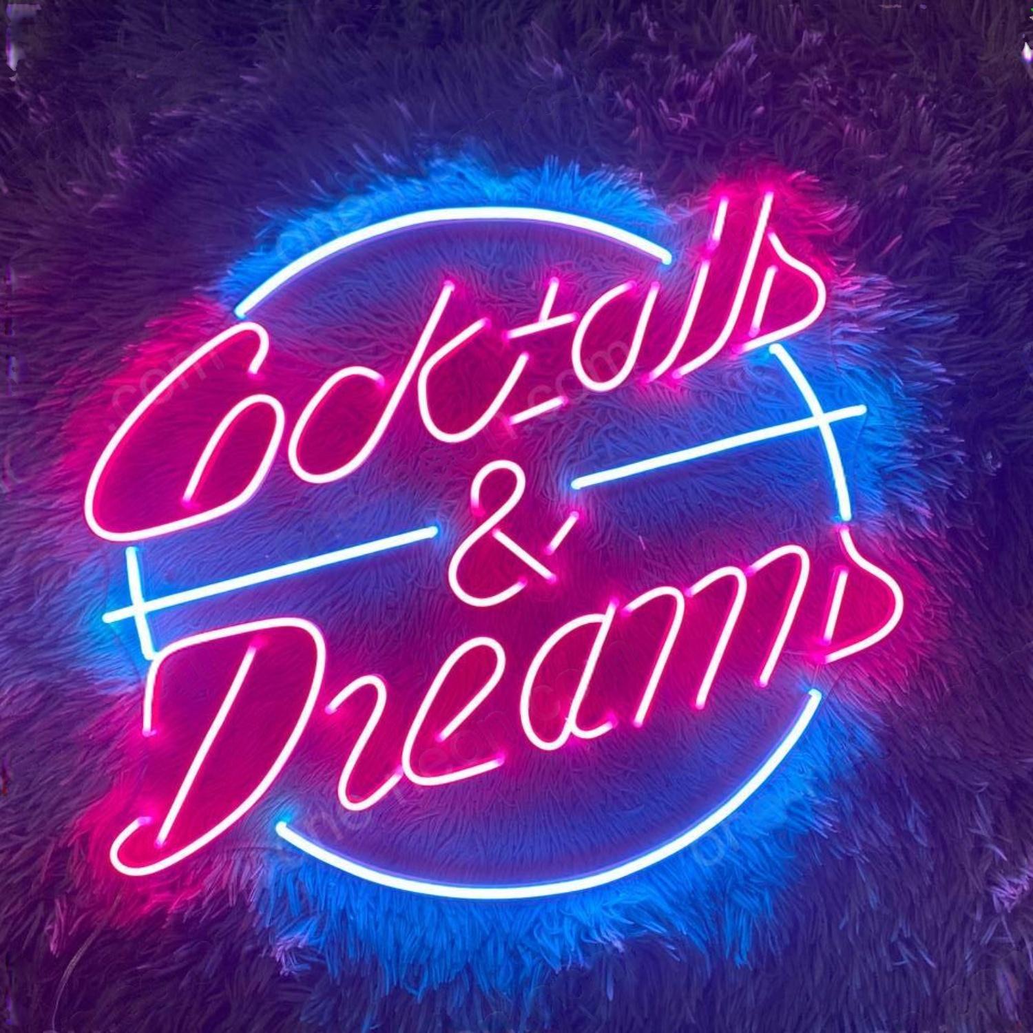 Cocktails And Dream Pink Blue Led Neon Sign Bar Cafe Decor | Shineneon