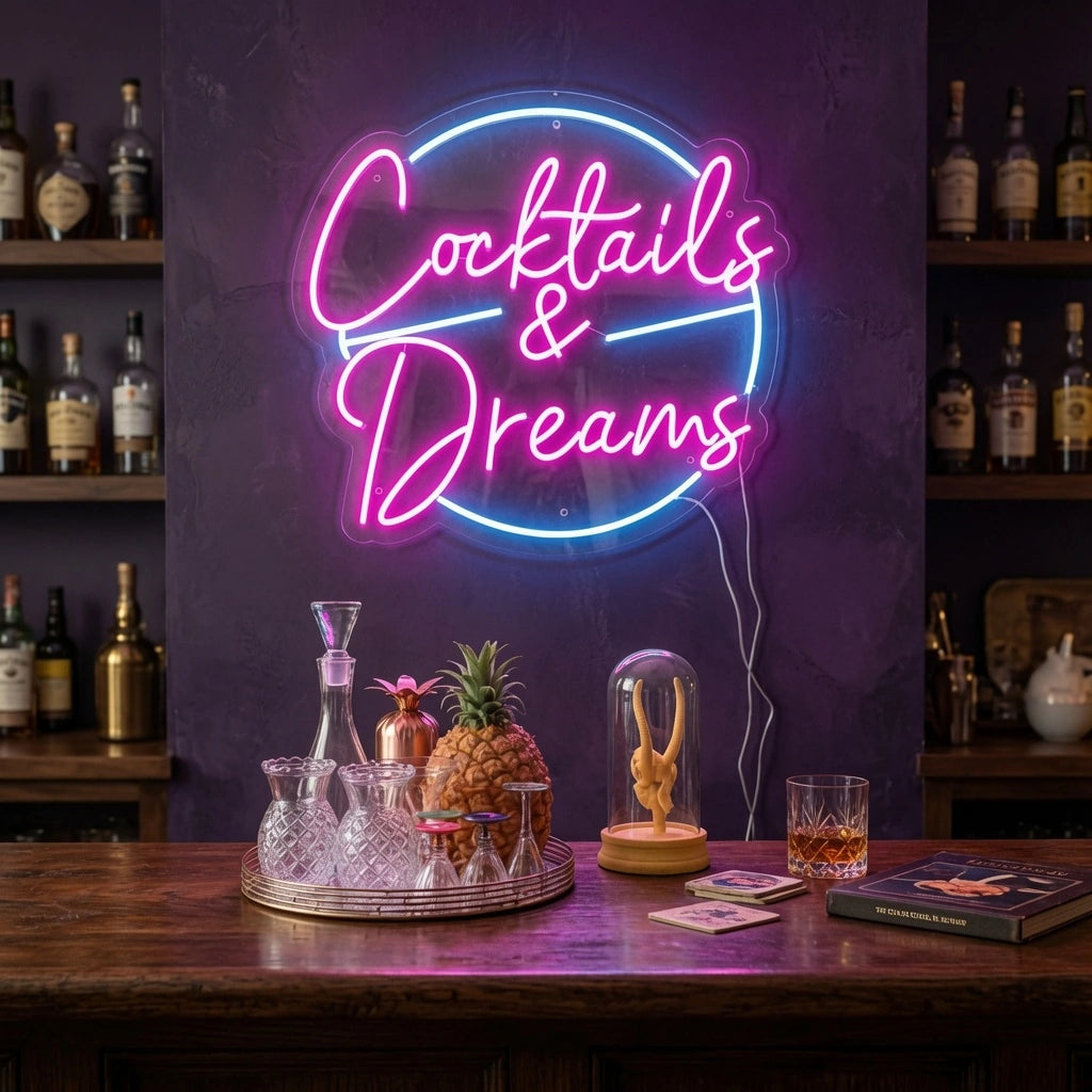 Cocktails And Dreams LED Neon Sign Wall Neon Sign - 03 Real Lifestyle Scene