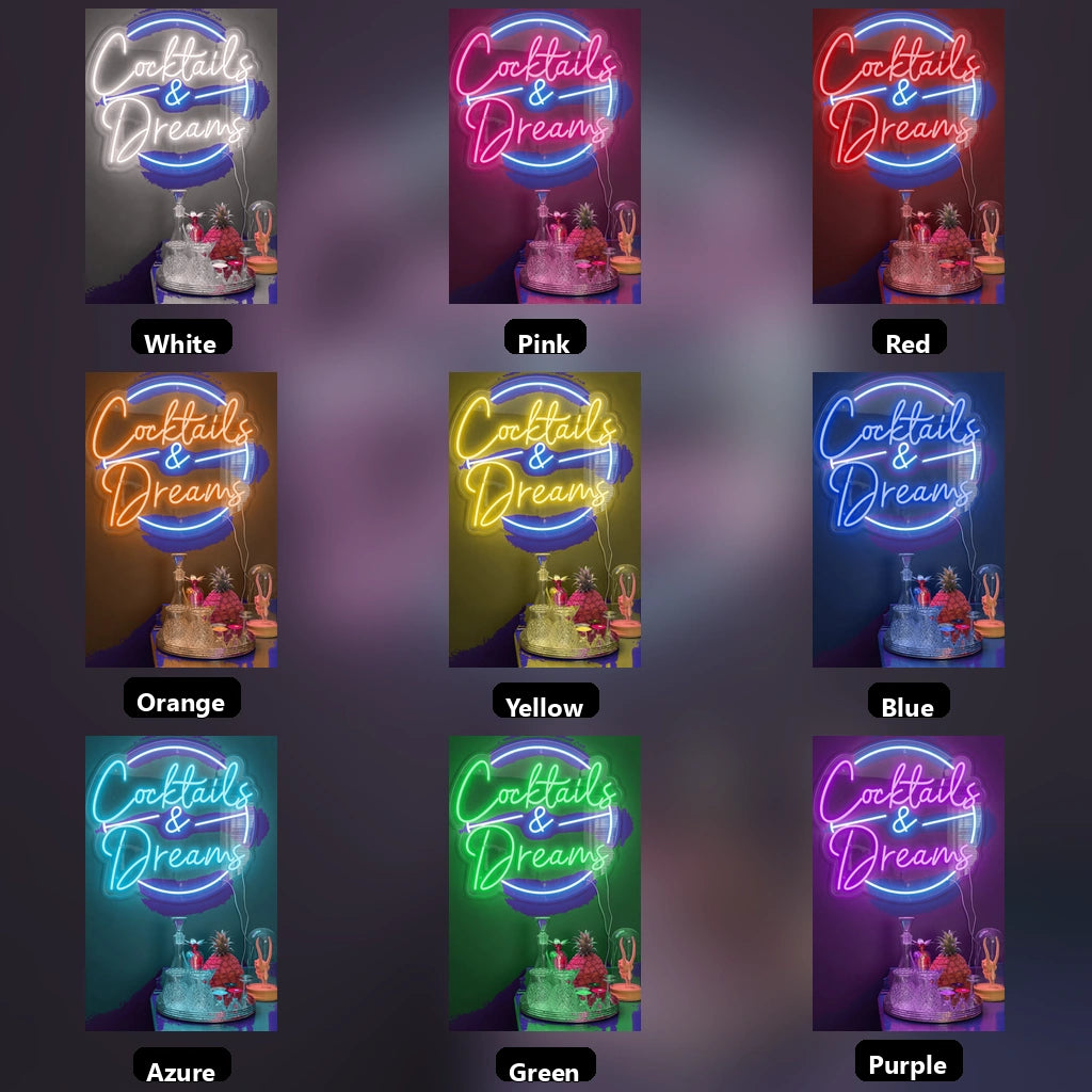 Cocktails And Dreams LED Neon Sign Wall Neon Sign - 05 Color Grid